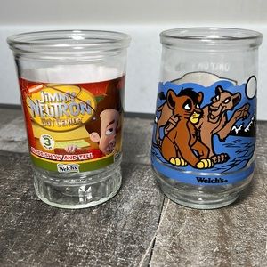 Vintage Welches Jelly Glasses Jimmy Neutron Boy Genius / Lion King II